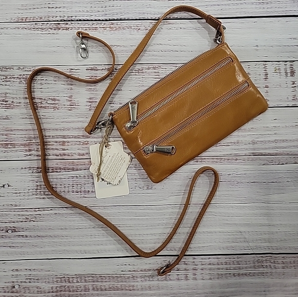 HOBO Handbags - HOBO the Original Leather CRISTEL Crossbody Convertible Clutch Purse Caramel